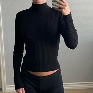 brandy melville long sleeve black ribbed turtle neck top